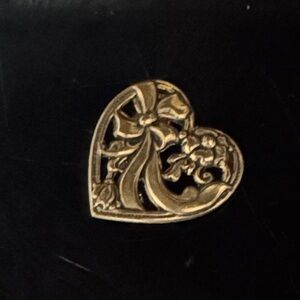 Gold Heart Brooch with Bow Design or scarf tack